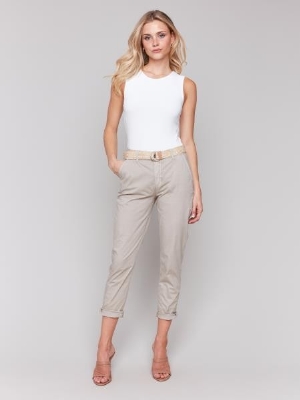 CHARLIE B Pantalon à jambes étroites C- Greige
