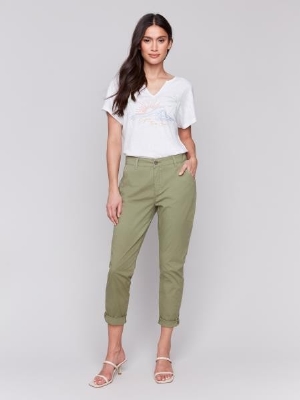 CHARLIE B Pantalon à jambes étroites C-Céladon