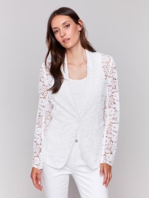 CHARLIE B Blazer de dentelle C-Blanc