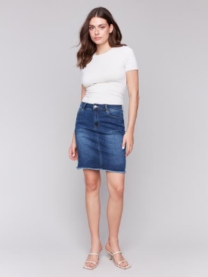 CHARLIE B Jupe-culotte en denim extensible C-Marine