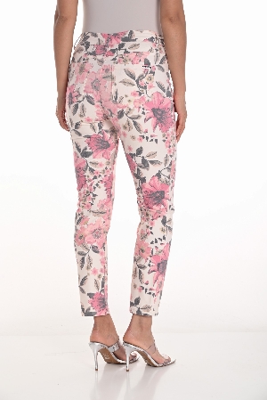 FRANK LYMAN Jeans à jambes fuseaux imprimé C- Blanc et rose