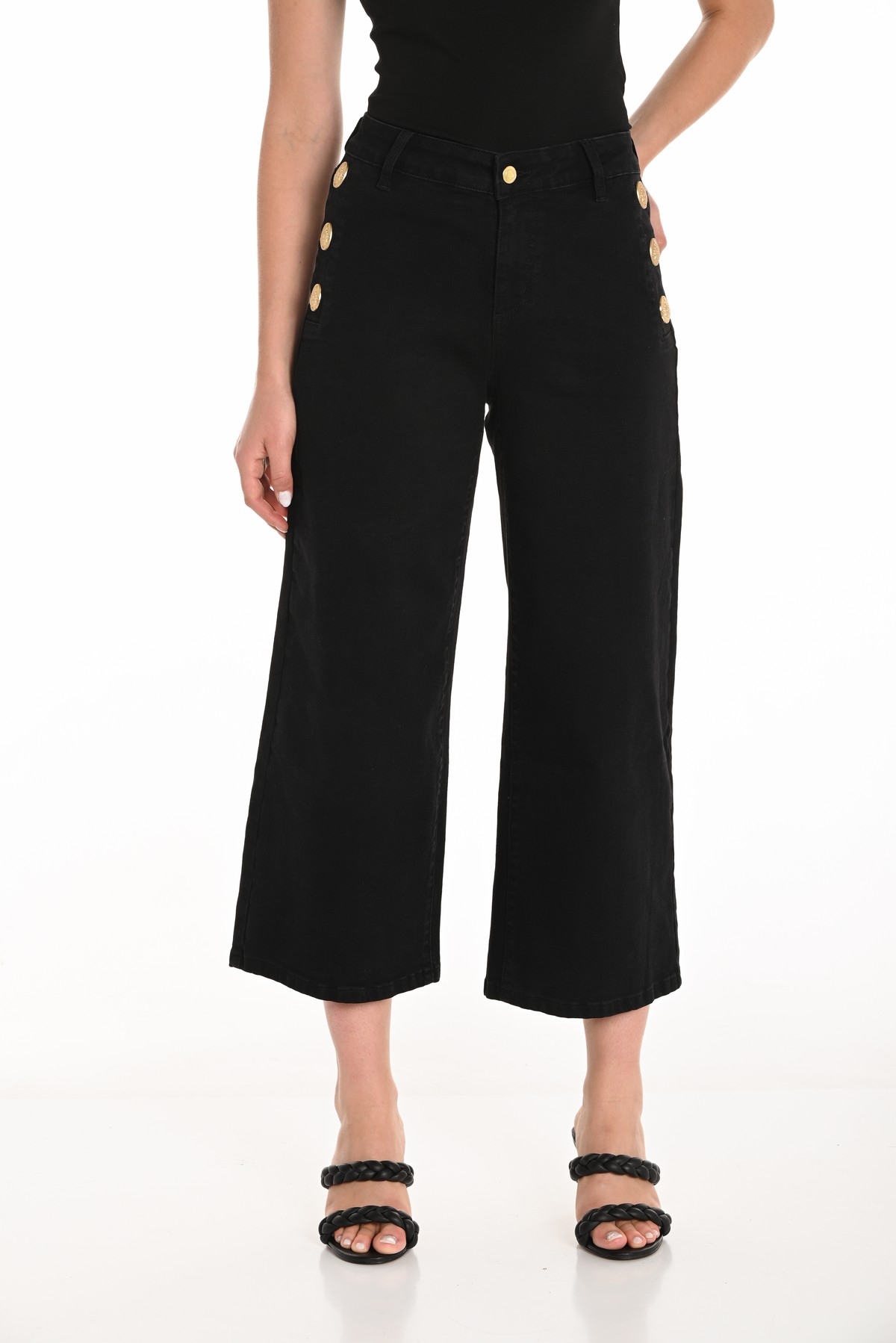 FRANK LYMAN Jeans à jambes larges à la cheville C-Noir