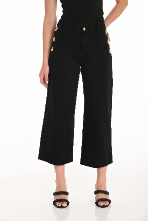 FRANK LYMAN Jeans à jambes larges à la cheville C-Noir