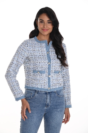 FRANK LYMAN Veston court sport-chic bi-matière C-Bleu