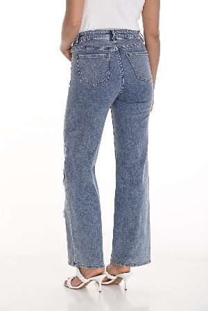 FRANK LYMAN Jeans avec coeurs brillants sur la jambe C-Bleu