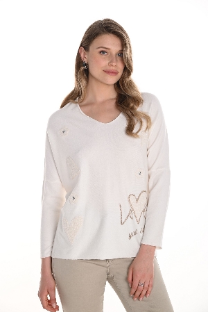 FRANK LYMAN Chandail avec appliqué de fil bouclé C- Crème