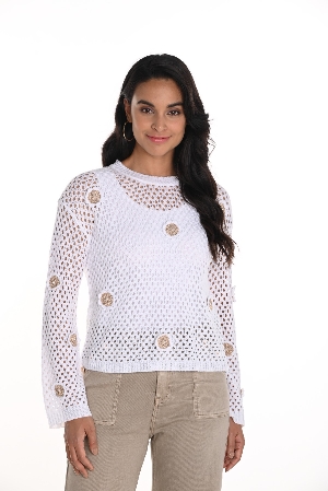 FRANK LYMAN Tricot à mailles léger avec appliqués au crochet