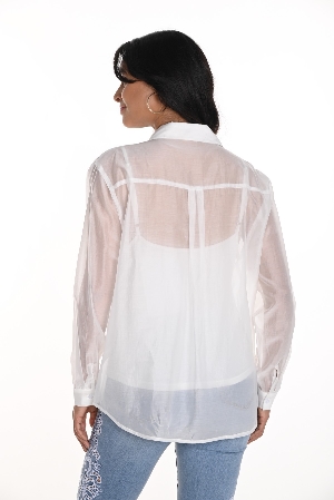 FRANK LYMAN Chemisier de voile transparent C-Blanc Taille XL