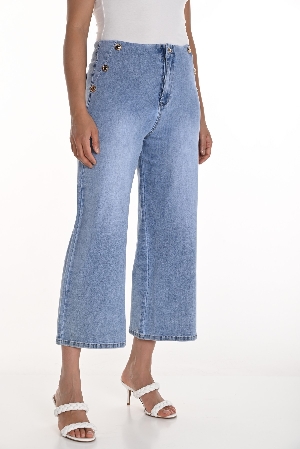 FRANK LYMAN Jeans à jambes large longueur 3/4 C-Bleu pâle Taille XXL