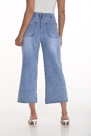 FRANK LYMAN Jeans à jambes large longueur 3/4 C-Bleu pâle Taille XXL