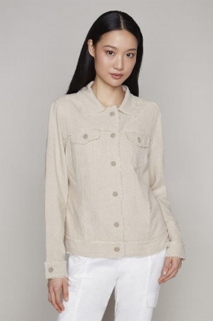 CARRÉ NOIR Veston tout-aller  à bordures effilochées C- Beige naturel
