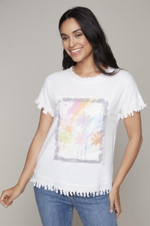 CARRÉ NOIR T-Shirt à imprimé à l'avant C-Blanc