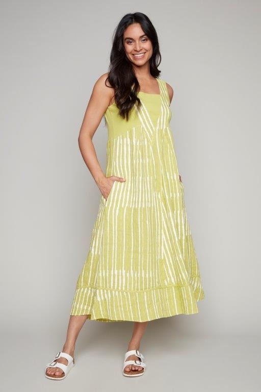 CARRÉ NOIR Robe longue à effet croisé devant C-Lime Taille L