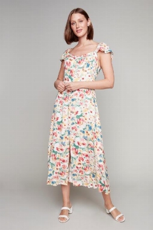CARRÉ NOIR Robe soleil longue à imprimé floral C-Multi