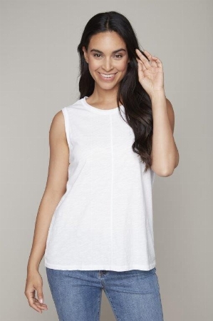CARRÉ NOIR Camisole de base à encolure ronde C-Blanc