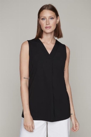 CARRÉ NOIR Camisole de ligne A avec pli à l'avant C-Noir