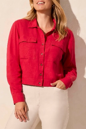 TRIBAL Veston court boutonné  avec poches poitrine C-Cerise