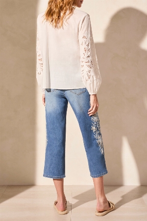 TRIBAL Blouse avec broderie anglaise découpée C- Blanc
