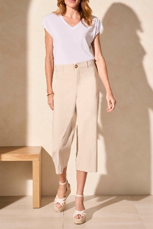 TRIBAL Capri à jambe larges et taille haute C- Chêne français