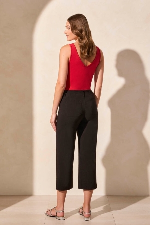 TRIBAL Capri à jambes larges et taille haute C- Noir