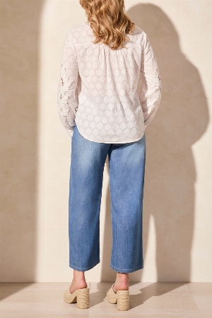TRIBAL Blouse avec dentelle aux manches C-Blanc