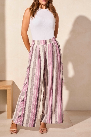 TRIBAL Pantalon palazzo pull on rayé  C-Orchidée