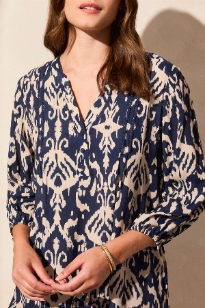 TRIBAL Robe courte imprimé à manches 3/4 C- Marine