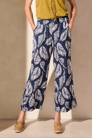 TRIBAL Pantalon imprimé pull on  à jambes larges  C-Marine