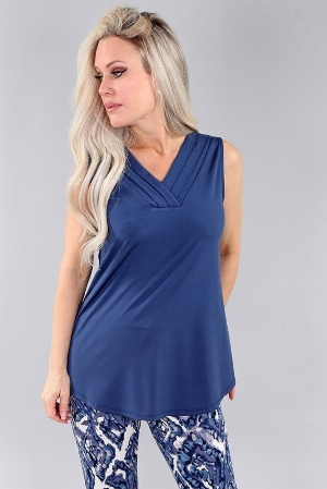 M.TYLER Camisole à col en V drapé et ligne A C-Marine