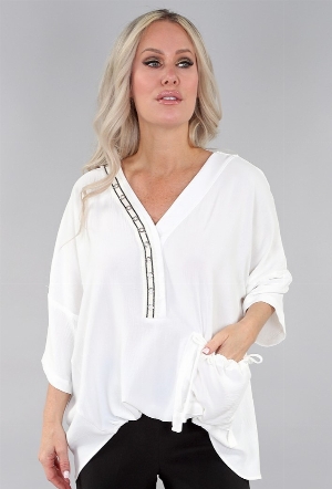 M.TYLER Blouse de coupe assymétrique à col en V C-Ivoire