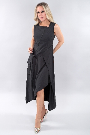 M.TYLER Robe longue à jupe style porte-feuille C-Noir