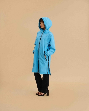 FASHION CO.Imperméable long à capuchon C- Bleu