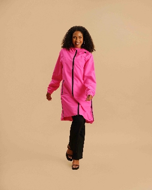 FASHION CO. Imperméable long avec capuchon C-Rose