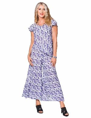 MINKAS Blouse à manches courtes imprimé floral C-Lilas