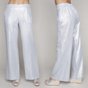 CARRÉ NOIR Pantalon pull on à jambes larges C-Bleu Argent