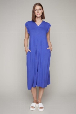 CARRÉ NOIR Robe sans manche de coupe ample C-Bleu