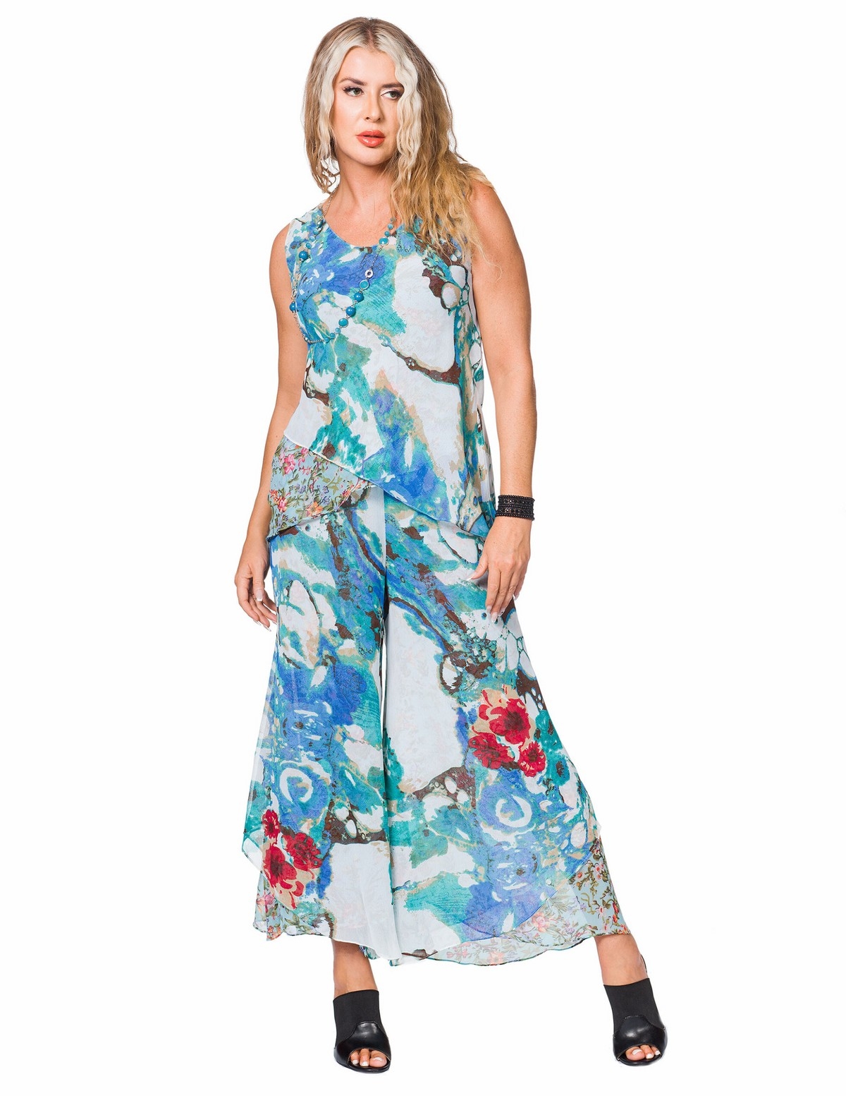 MINKAS Palazzo de tissu fluide réversible C-Multi Taille XXL