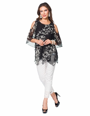 MINKAS Blouse à manches ouvertes à l'épaule C- Noir