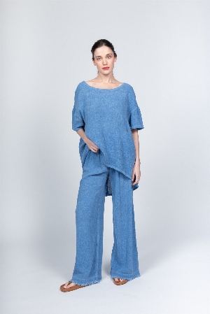 PAOLO TRICOT Tunique boutonniere au dos C-Bleu