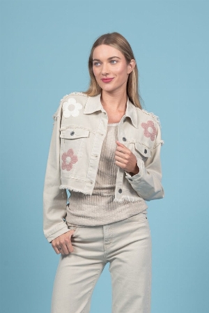 ELISSIA Veste en jean courte C-Beige