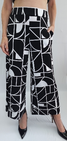 SOFT WORK Pantalon à jambes larges imprimé blanc C-Noir