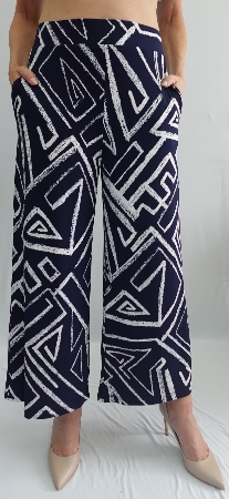 SOFT WORK Pantalon à jambes larges imprimé C-Marine