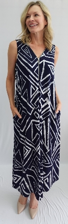 SOFT WORK Robe longue sans manche imprimé C-Marine