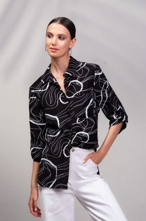 ALISON SHERI Chemisier à imprimé blanc C-Noir