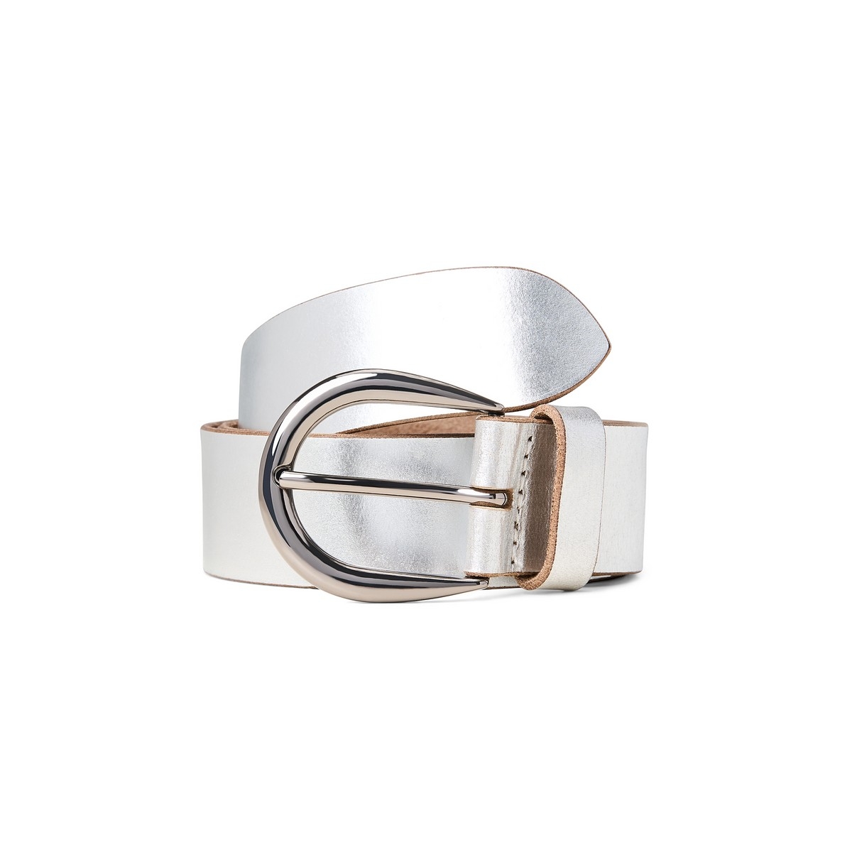 ECO7DISTRIBUTION Ceinture de cuir à boucle argent C-Argent