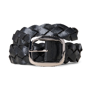 ECO7DISTRIBUTION Ceinture de cuir tressé C: Noir