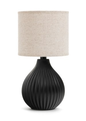 ADV Lampe base noire et abat-jour naturel