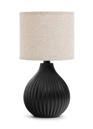 ADV Lampe base noire et abat-jour naturel