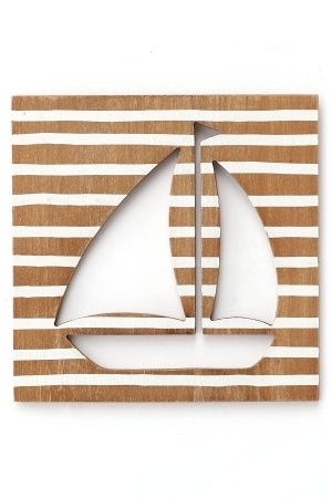 ADV Décoration murale avec bateau découpé C- Naturel et crème