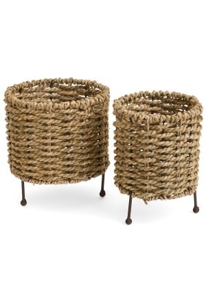 ADV Cache-pot sur pied en jonc de mer C-Naturel